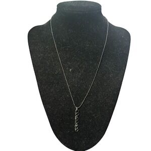 1928 Jewelry Silver Tone Black Crystal Vertical Drop Pendant Ball Chain Necklace